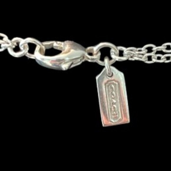 VINTAGE Coach Sterling Silver Signature C Logo Double Strand Necklace - EUC - Picture 4 of 5